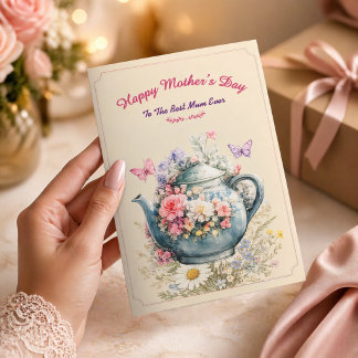 Cartão Elegant Floral Teapot Mother’s Day Card 