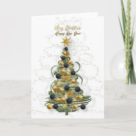 Cartão Elegant Gold Christmas tree ,Folded Holiday Card