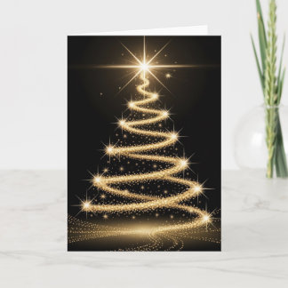 Cartão Elegant Golden Sparkle Christmas Tree