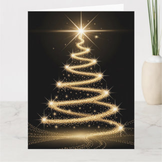 Cartão Elegant Golden Sparkle Christmas Tree