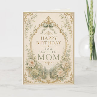 Cartão Elegant Green & Gold Birthday Card for Mom