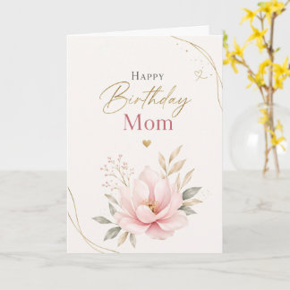Cartão Elegant Happy Birthday Mom Greeting Card