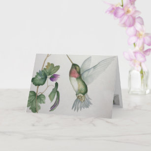 Cartão Elegant Hummingbird Watercolor Blank Greeting Card