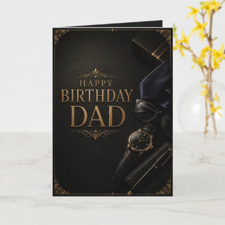 Cartão Elegant Luxury Black & Gold Birthday Card for Dad