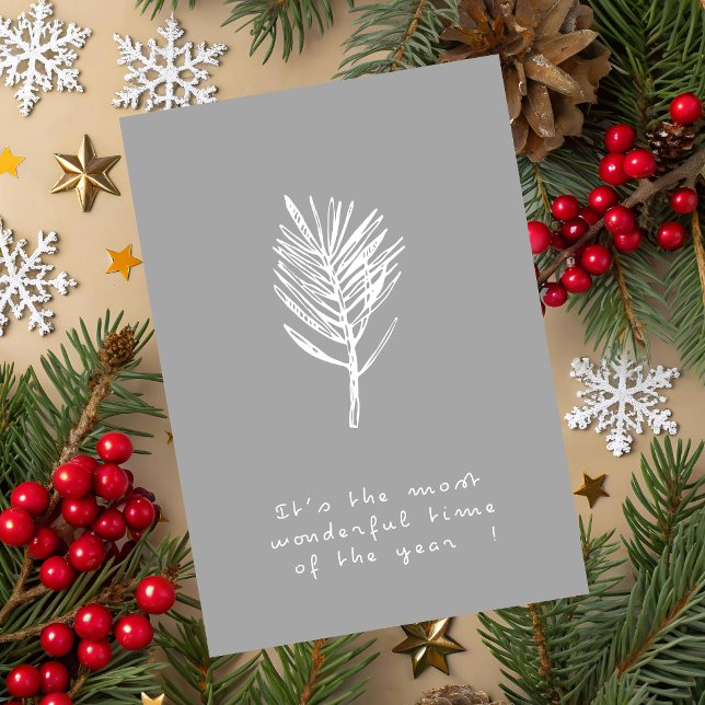 Cartão Elegant Minimalist Christmas Greeting Card ("It's the most wonderful time of the year" Christmas greeting card.)