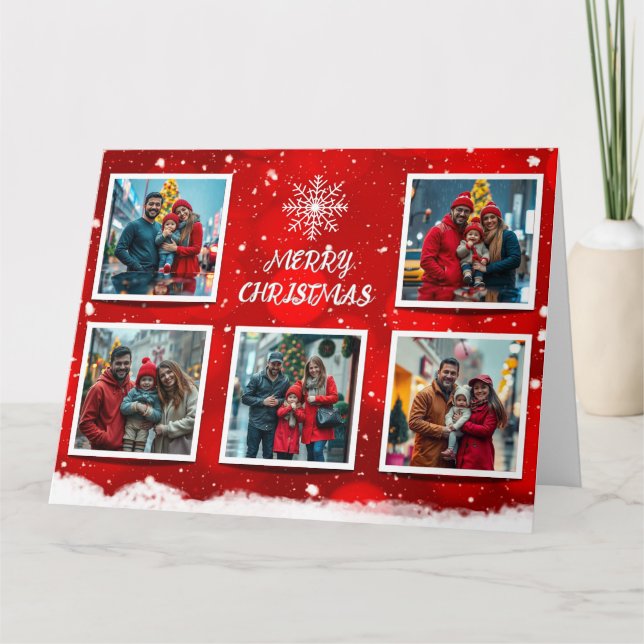 Cartão Elegant Modern Christmas Family Photo Design (Frente)