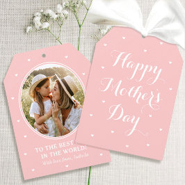 Cartão Elegant Mother's Day Photo Script Pink White