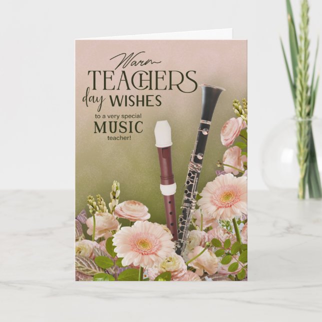 Cartão Elegant Music Teacher’s Day Floral Card (Frente)