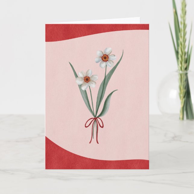 Cartão Elegant Narcissus Flower Watercolor Holiday Card  (Frente)