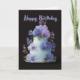 Cartão Elegant Orchid Birthday Cake Floral Birthday Card