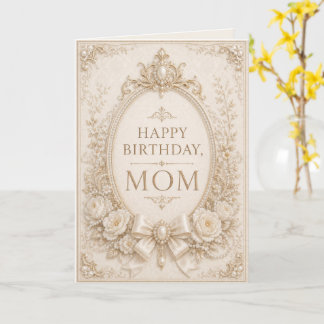 Cartão Elegant Pearl & Gold Birthday Card for Mom