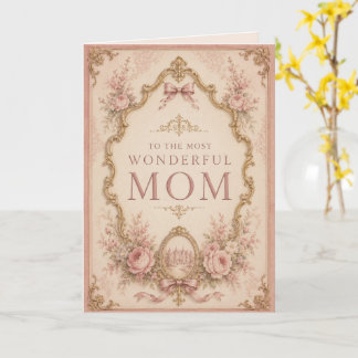 Cartão Elegant Pink & Gold Birthday Card for Mom