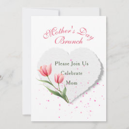 Cartão Elegant Pink Tulips & Paper Heart Invitation