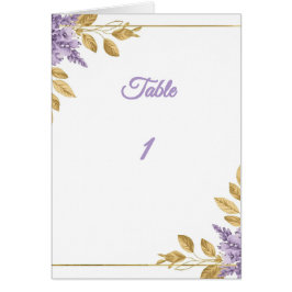 Cartão 👉 Elegant Purple Wisteria Gold Floral Folded Tabl