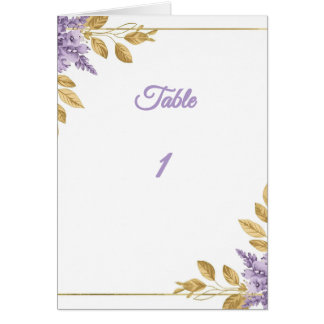 Cartão 👉 Elegant Purple Wisteria Gold Floral Folded Tabl