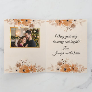 Cartão Elegant Rustic Boho Floral Christmas Card
