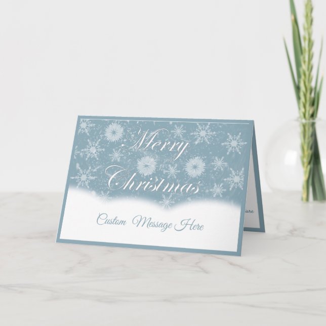 Cartão Elegant Silver Snowflakes Merry Christmas Quote (Frente)
