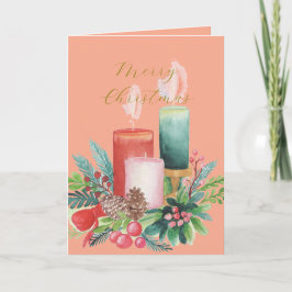 Cartão Elegant Watercolor Candlelight Christmas Card