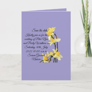 Cartão Elegant Yellow Daffodil wedding Save the Date Card