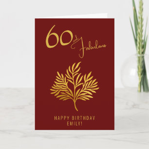 Cartão Elegante 60 e Fabulosos Galhos Dourados Aniversári