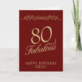 Cartão Elegante 80 e Fabuloso Ornament 80º Aniversário