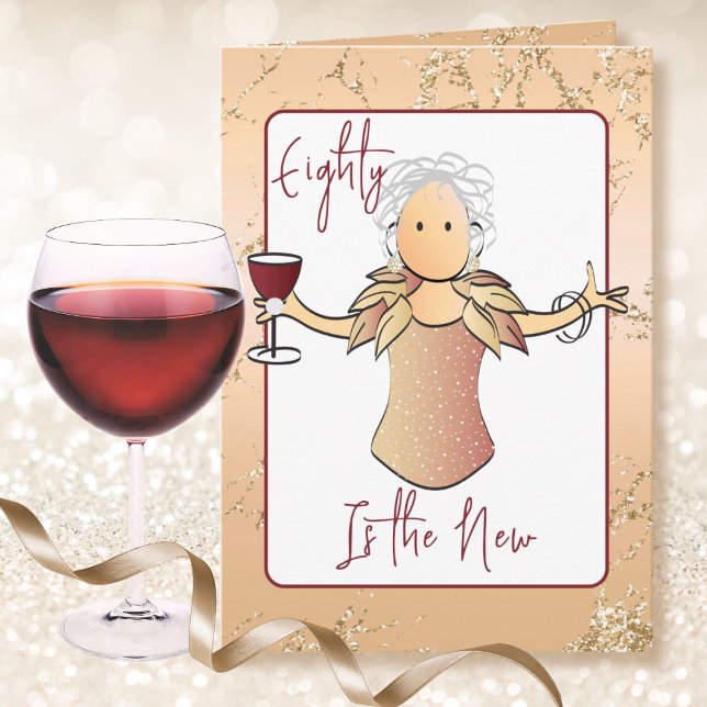 Cartão Elegante 80 e Fabuloso Rosa de Cartoon Dourado Ani (Criador carregado)