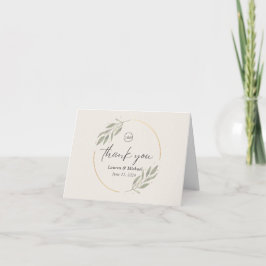 Cartão Elegante Agradecimento de Casamento Moderno com Aq