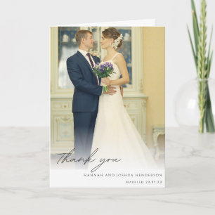 Cartão Elegante Agradecimento de Foto de Casamento Modern