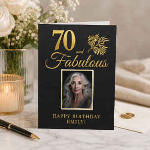 Cartão Elegante aos 70 e Fabulosas às 70 Foto de Aniversá