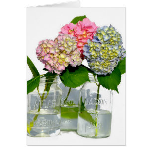 Cartão Elegante azul verde-esverdeado hidrangea floral