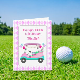 Cartão Elegante carrinho de festa de golfe feminino de an
