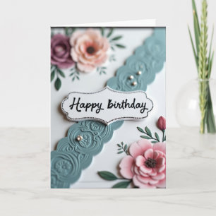 Cartão Elegante com Letra Floral
