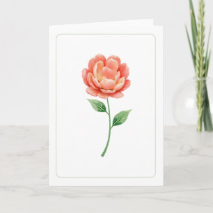Cartão Elegante Coral Bloom Vazio Floral Saudação Dobrada