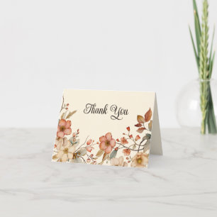 Cartão Elegante Cottagecore Aquarela de Flores Silvestres