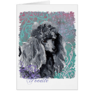 Cartão elegante da caniche diminuta