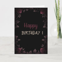 Elegante Dark Burgundy Rosas Black Birthday
