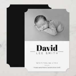 Cartão Elegante de Anúncio de Nascimento Moderno