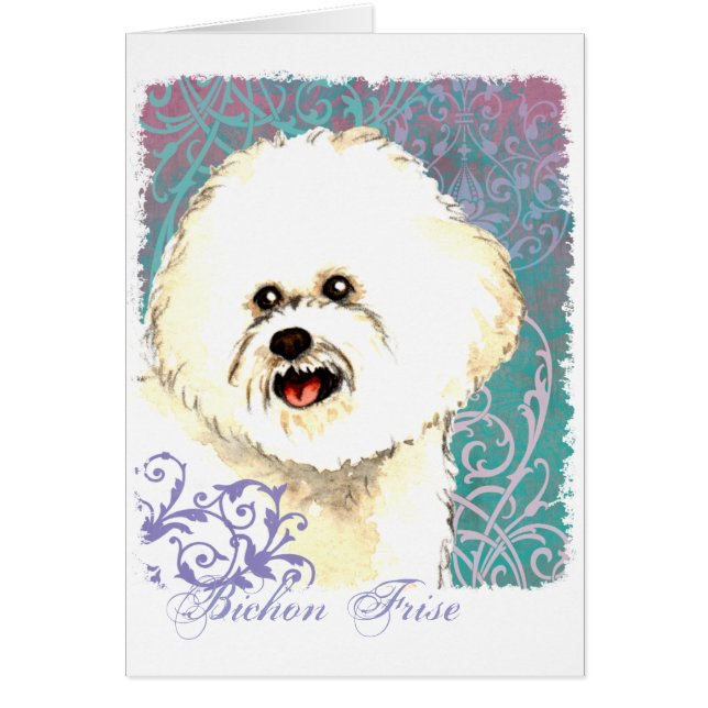 Cartão elegante de Bichon Frise (Frente)
