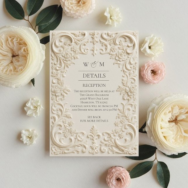 Cartão Elegante de Casamento Barroco (Elegant Baroque Wedding Enclosure Card)