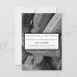 Cartão Elegante de Casamento de Cortiça Negra e Br