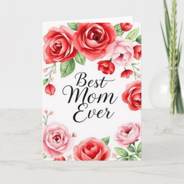Cartão Elegante de Dia das Mães com Florais Modern (Frente)