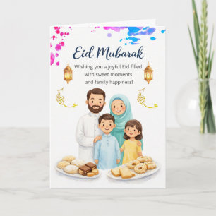 Cartão Elegante de Eid al-Fitr para Família e Amig