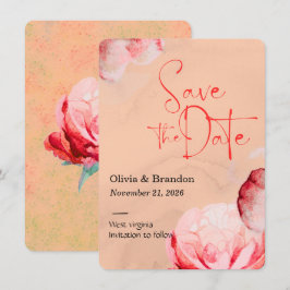 Cartão Elegante de Floral em Aquarela para Salvar 