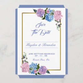 Cartão Elegante de Hydrangea para Salvar a Data