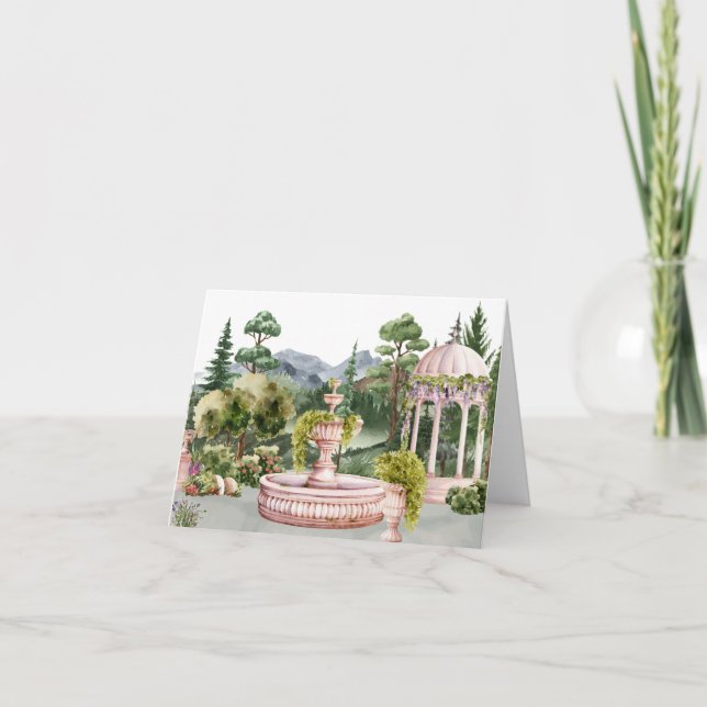 Cartão elegante de jardim verde estético de aquarela (Frente)