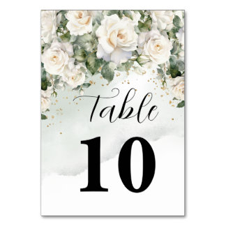 Cartão Elegante de Número de Mesa de Casamento Flo