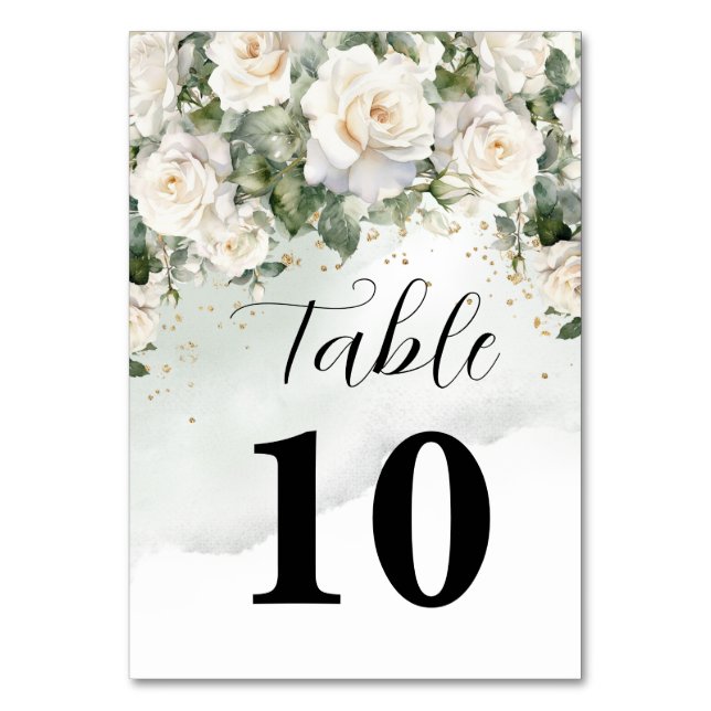 Cartão Elegante de Número de Mesa de Casamento Flo (Frente)