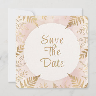 Cartão Elegante de Save the Date em Dourado com Sa