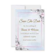 Cartão Elegante de Save the Date Floral Rosa