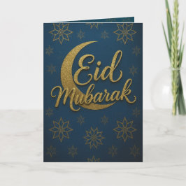 Cartão Elegante do Crescente Dourado Lua Eid Mubarak Saud